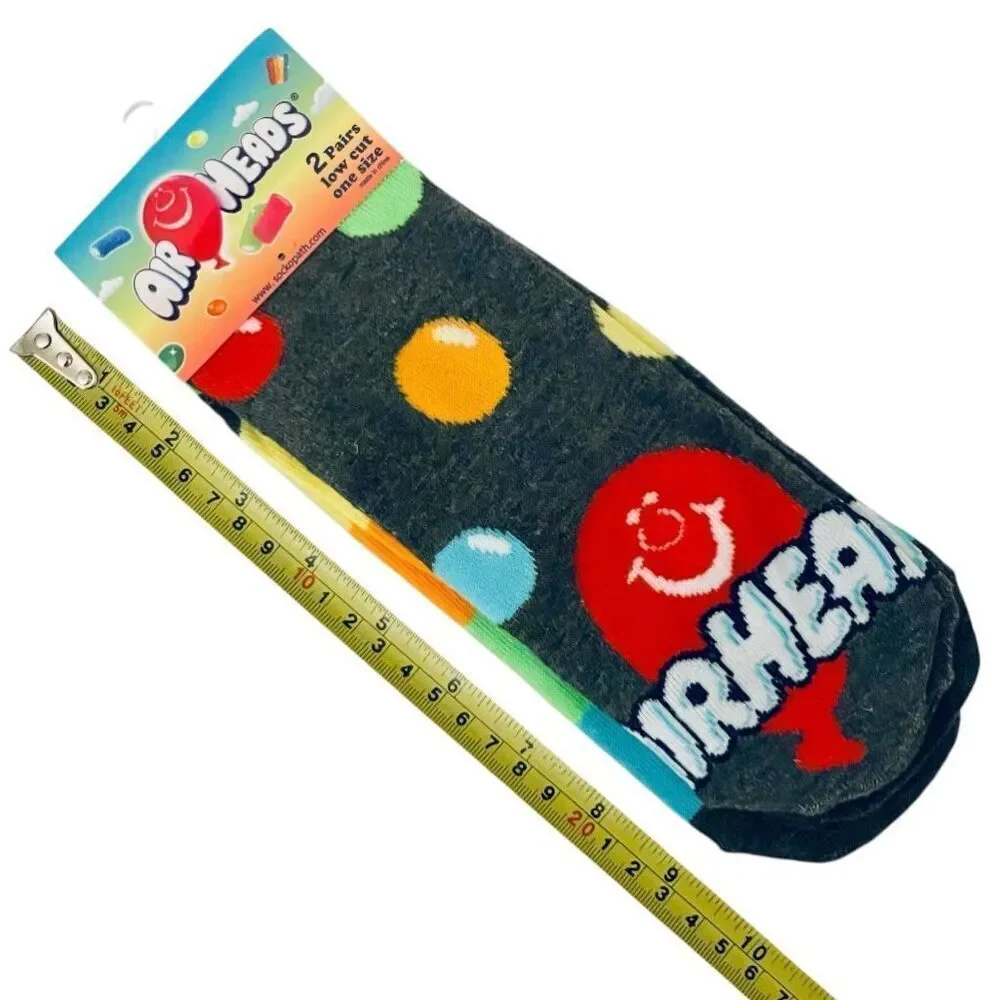 NWT Gorgeous 2 Pack AIRHEADS OS Colorful Ballon’s Rainbow Striped Low Cut Socks